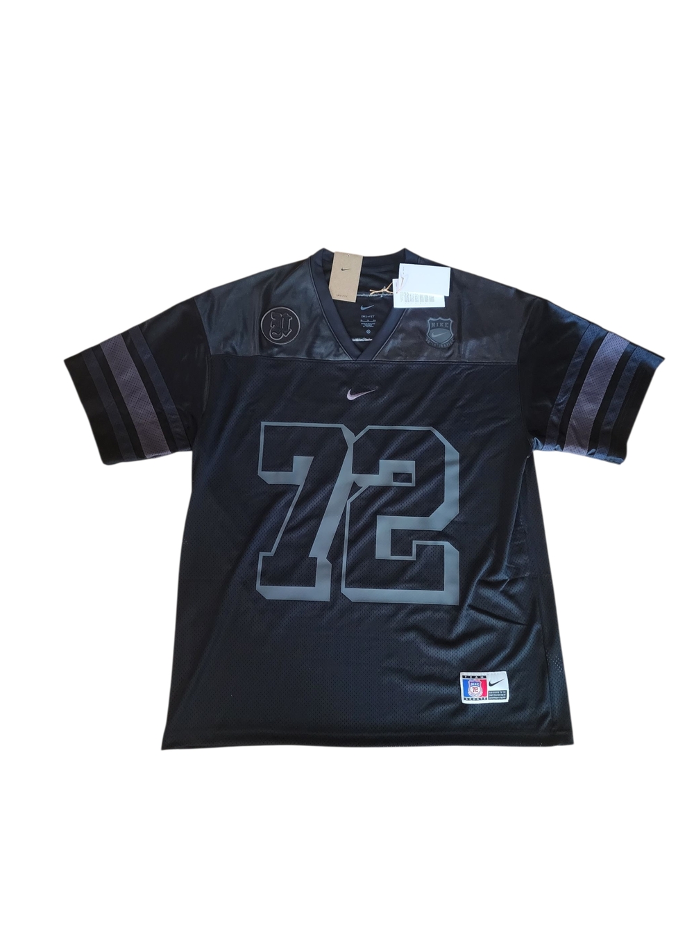 Nike Men's Black Football Jersey with Gray '72' Graphic